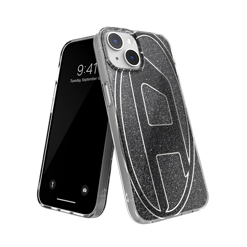 Diesel Oval D Black Glitter Case SS24 for iPhone