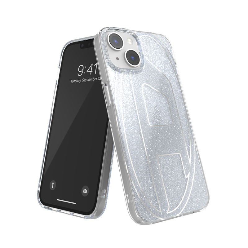 Diesel Oval D Silver Glitter Case SS24 for iPhone