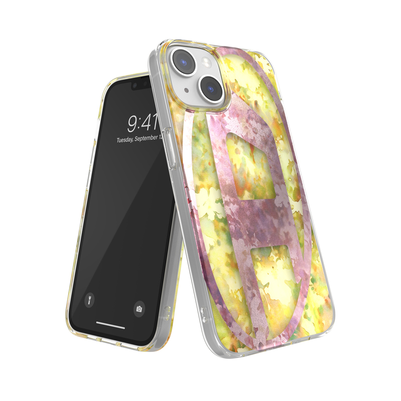 Diesel Oval D Floral Case SS24 for iPhone Pink / Yellow