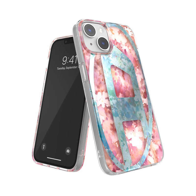 Diesel Oval D Floral Case SS24 for iPhone Pink / Blue